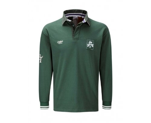 Cotton Traders Ireland Classic Long Sleeved Rugby Shirt (Green Large) - size L