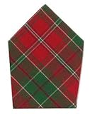Durable Flat Weave 100% Cotton Green and Red Plaid Napkins 22x22 Inches Set of Six
