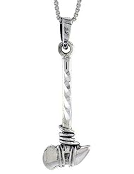 Sterling Silver Native American Stone Tomahawk Pendant, 1 1/16 inch tall