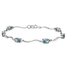 Aquamarine Bracelet with Diamond 2.42 Carat (ctw) in 10K White Gold by