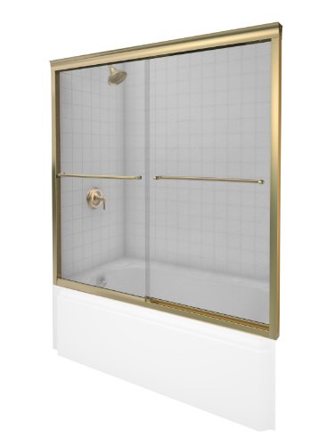 Kohler K-702202-G53-ABV Fluence 1/4 Thick Glass Bypass Bath Door with Rhapsody Glass, Anodized Brushed Bronze