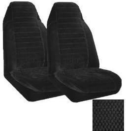 Set of 2 Universal Fit High Back Scottsdale Pattern Front Bucket Seat Cover - Black