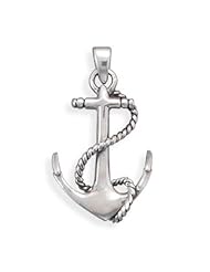 Sterling Silver Oxidized Anchor Pendant