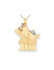 The Kids® Big Girl and Little Boy Engraveable Charm / Pendant in 14 kt Tri Color Gold