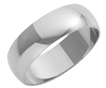 9ct White Gold Gents 7mm Heavy D-Shape Wedding Ring