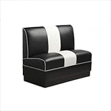 Retro Dining Bench in Bright Chrome Vinyl: Baron Black