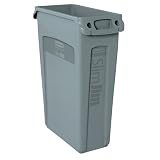 Rectangular Trash Receptacle (w/ Vents) Gray (23-Gallon) RCP 3540-60