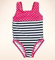 Square Neck Spot & Stripe Swimsuit