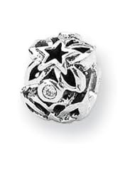 Star Charm with Cubic Zirconia Accent in Silver for 3mm Bracelets