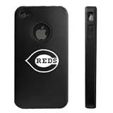 Apple iPhone 4 4S 4G Black Aluminum & Silicone Case Cincinnati Reds