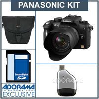 Panasonic Lumix DMC-G10K Micro System Digital SLR Camera Kit - Black - with 14mm - 42mm f/3.5-f/5.6 Lens, 8GB SD Memory Card, Camera Case, USB 2.0 SD Card Reader