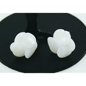 Beautiful Coral Carved White Cream Rose Stud Earrings on 925 Sterling Silver Posts Comes Gift Boxed