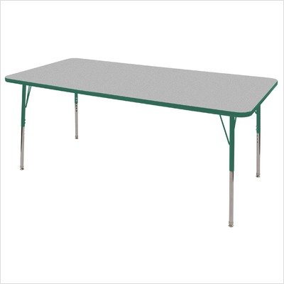 Early Childhood Resource ELR-14113-GGN-TS 36 in. x 72 in. Gray Rectangular Adjustable Activity Table with Green Edge and Green Toddler Legs Nylon Swivel Glides