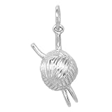 Sterling Silver Knitting Needles & Yarn Charm