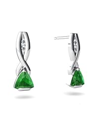 Genuine Emerald 14kt White Gold Earrings