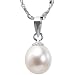 Pearl Essence 7-8mm AAAA Drop Pendant w. Platinum Overlay CAREFREE Sterling Silver Necklace, White
