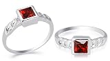 Princess Cut Garnet Ring Sterling Silver Size 8