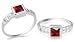 Princess Cut Garnet Ring Sterling Silver Size 8