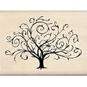 Rubber Stamp w/Wood Handle: Flouished Fall Tree