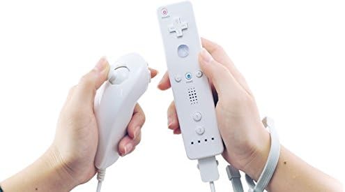 HIGHOT Remote + Nunchuk Nunchuck Controller Combo Set Bundle Built-in Motionplus W/ Silicone Case for Nintendo Wii - White