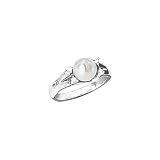 14K White Gold 0.07 ct. Diamond and Fresh Water Pearl Fashion Ring