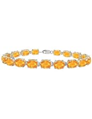 14K White Gold Prong Set Oval Citrine Bracelet with 15.00 CT TGW
