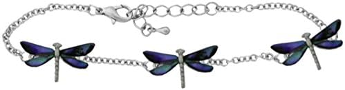 Abalone and Stainless Steel Trio of Dragonfly Anklet