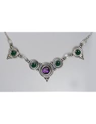 A Stunning Sterling Silver Gemstone Necklace Accented with Amethyst and Fluorite