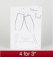 Mum Dad Champagne Glasses Anniversary Card
