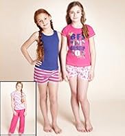 3 Pack Older Girls Pure Cotton Assorted Slogan Pyjamas