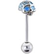 Surgical Steel Light Blue 3-D FLAMING SKULL Barbell Tongue Ring
