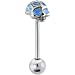 Surgical Steel Light Blue 3-D FLAMING SKULL Barbell Tongue Ring