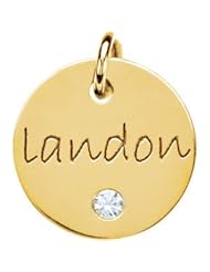 Posh Mommy Engravable 4 Disc Pendants - Yellow Gold with 2.0 mm Imitation Stone