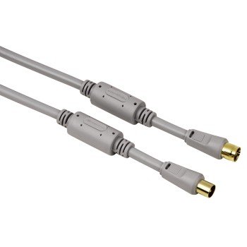 Hama Antennen-Kabel Koax-Stecker – Koax-Kupplung, 15 m, 100 dB, Silber