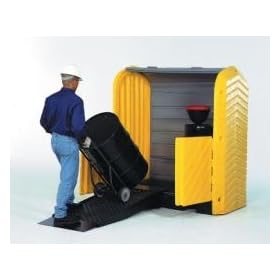 Ultra Tech SP9640 HardTop P1 Plus provides storage for 1 drum. Roll top cover is conveniently located at waist level and its 25 3/4" of headspace allows quick access to pumps an funnels. Load capacity 800 lbs. UDL, Sump capacity 70 gallons. Dimensions 33"