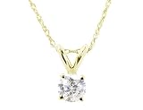 Solitaire Diamond Pendant 1/10 ctw in 14K Yellow Gold with Chain
