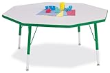 Kydz Activity Table - Octagon - 48" X 48", 15" - 24" Ht - Gray/Blue - Schoo ....