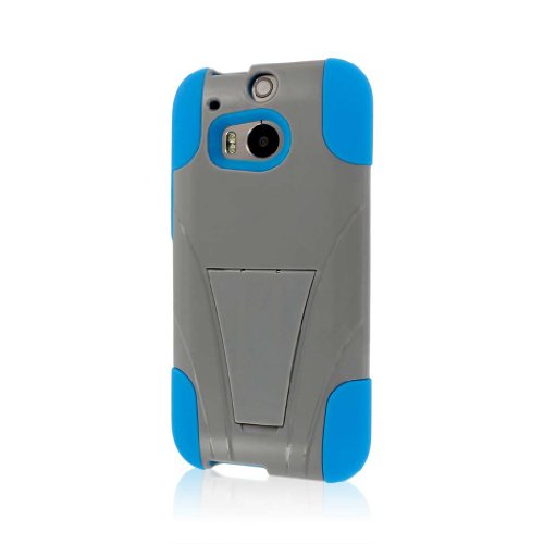 Empire MPERO IMPACT X Series Kickstand Case for The All New HTC One M8 - Retail Packaging - Blue/Gray