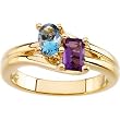 14K Yellow Gold Sky Blue Topaz and Amethyst Ring
