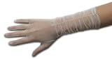 Stretch Sheer Sparkle Tricot Gloves, Longer Length with Shirring