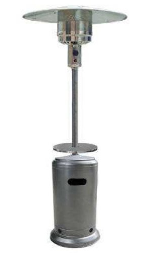 Tall Outdoor Patio Heater with Table - Hammered Silver