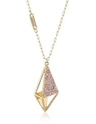 Kensie "Shooting Star" Gold-Plated Geo Rose Stone Pendant Necklace