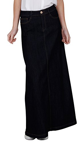 Denim Long Skirt - Indigo - Womens Blue Full Length (SKIRT36)