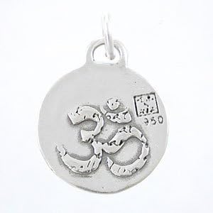 Small Round Reversible Om (Aum) Pendant with Words of Inspiration in Sterling Silver