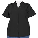 Black Mandarin Collar V-Neck Tunic Plus Size Woman's Blouse