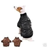 Pet Supplies : Dog Coat - Faux Leather Brown Dog Bomber Jacket with Coordinating Fleece Lining - Medium