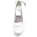 ElegantPark A610 Women's Closed Toe Wedge High Heel Ankle Strap Buckle Satin Wedding Bridal Shoes
