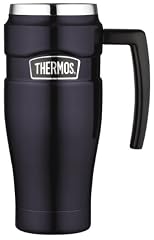 Thermos Stainless King 16-Ounce Leak- Proof Travel Mug with Handle, Midnight Blue