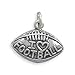 Sterling Silver Oxidized I Love Football Charm -