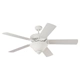 Sea Gull Lighting 1575BLE-15 Energy Star 52-Inch Five Blade, One-Light Dimmable Ceiling Fan, White Finish with White Finish Blades and Satin White Glass